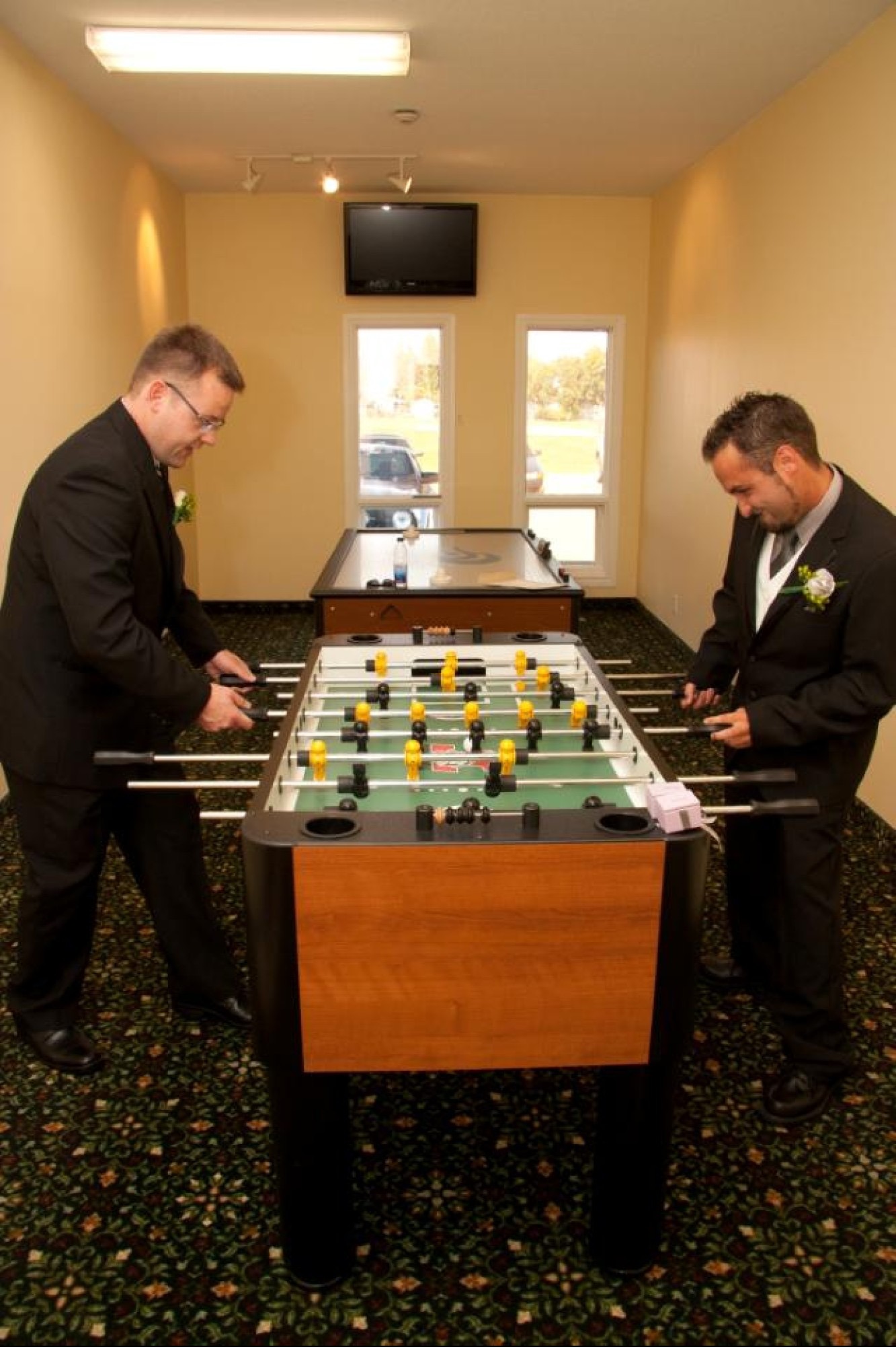 Matthew and Jason relaxing before wedding.